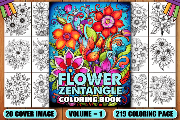 Download 219 Zentangle Flower Coloring Pages KDP - Zentangle Collection