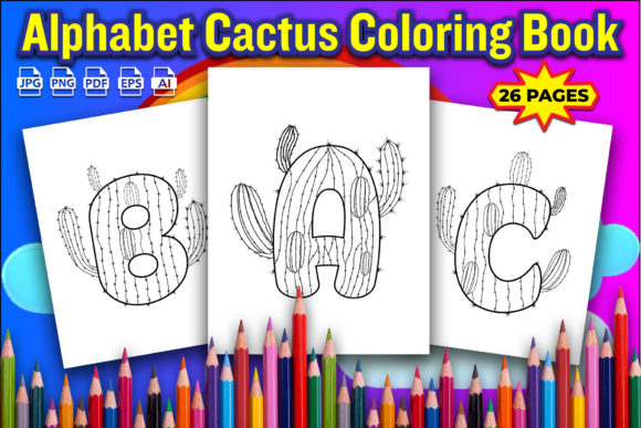 Download Alphabet Cactus Coloring Book for Kids - Premium Bundle