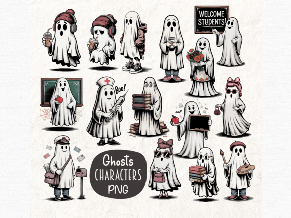 Download Cute Ghost Characters Clipart Bundle - Premium Resources