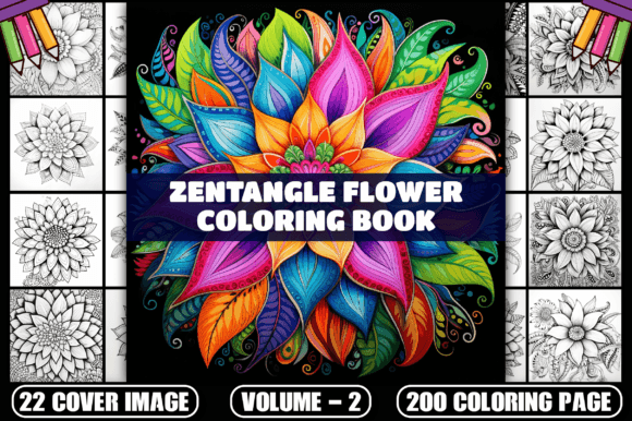 Download 200 Zentangle Flower Coloring Pages V-2 - Zentangle Collection